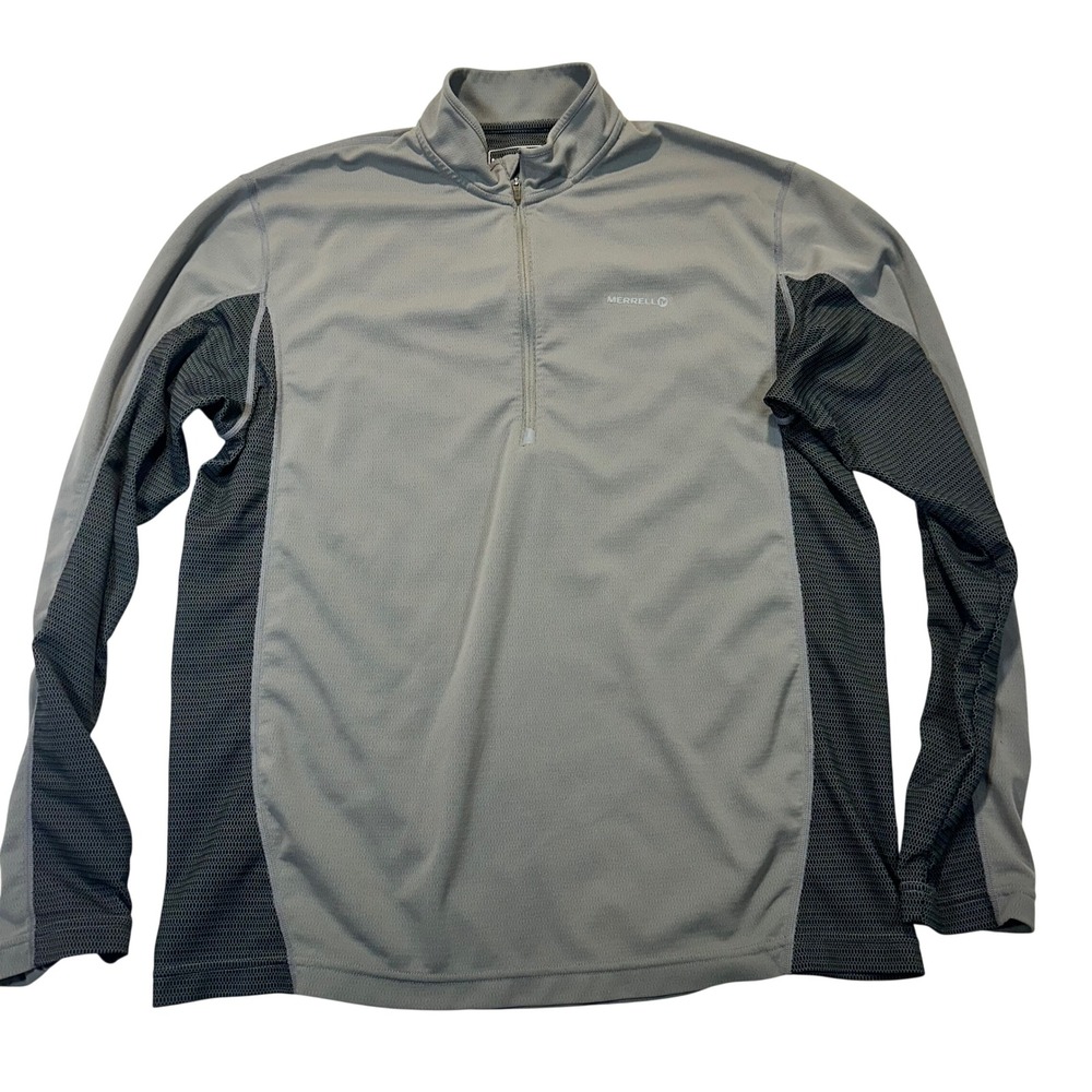 Merrell Opti-Wick Mens Large Gray 1/4 Zip Pullover UPF‎ 20+ Hiking Shirt L/G